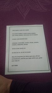 kundalini yoga mantra sheet